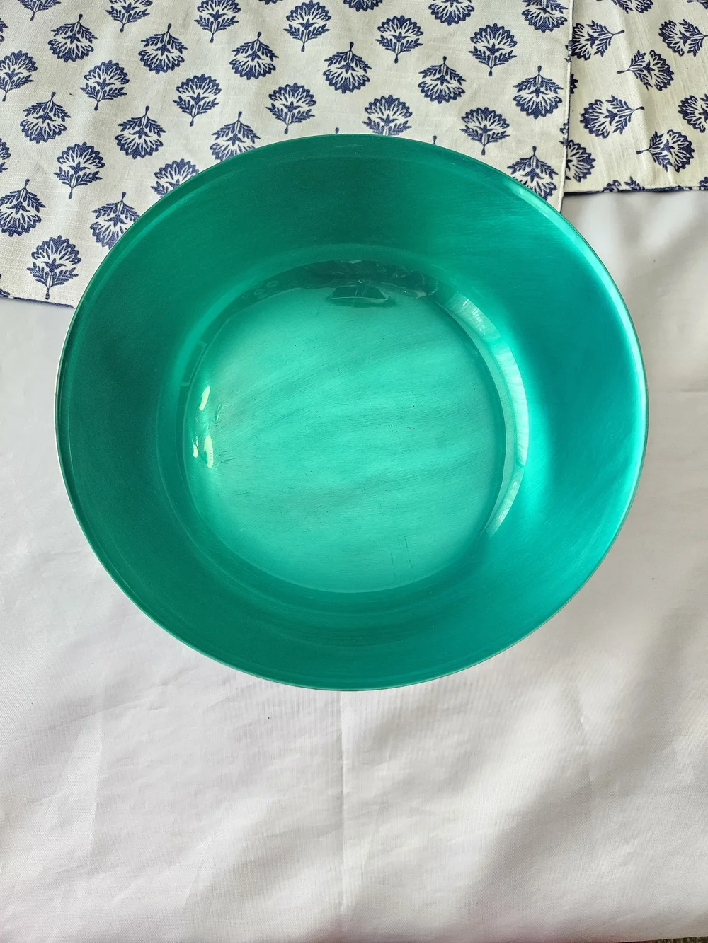 VTG Newport Gorham Silverplate Teal Green Enamel Lined Paul Revere Bowl 8.5